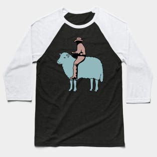 Cowboy Riding a Sheep Baseball T-Shirt